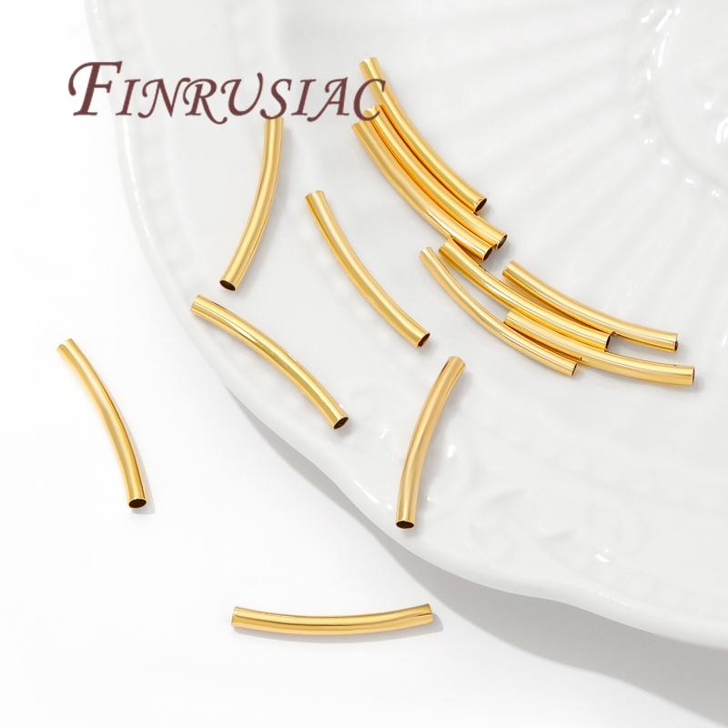 30/60PCS 18K Gold Plated Tubes For Jewelry,Spacer Beads,Separators For Bracelets,Tube Beads,DIY Jewelry Making Accessories