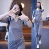 Casual Sportswear Set - Women's Spring-autumn Fashionable and Stylish Loose-fitting Hoodie and Straight-leg Pants Set