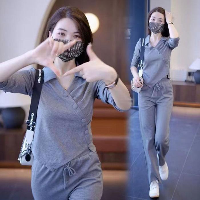 Casual Sportswear Set - Women's Spring-autumn Fashionable and Stylish Loose-fitting Hoodie and Straight-leg Pants Set