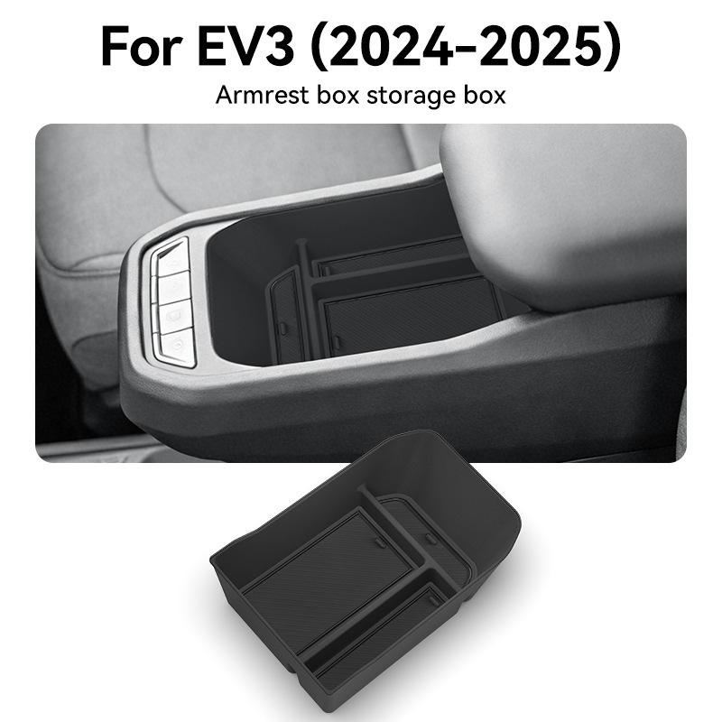 Dla Kia EV3 2024-2026 Samochodowy Pudełko do Przechowywania Podłokietnika ABS Schowek Uporządkowanie Tacka Konsoli Środkowej Akcesoria Czarne