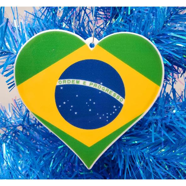 Brazil Flag Heart Shaped Ornament