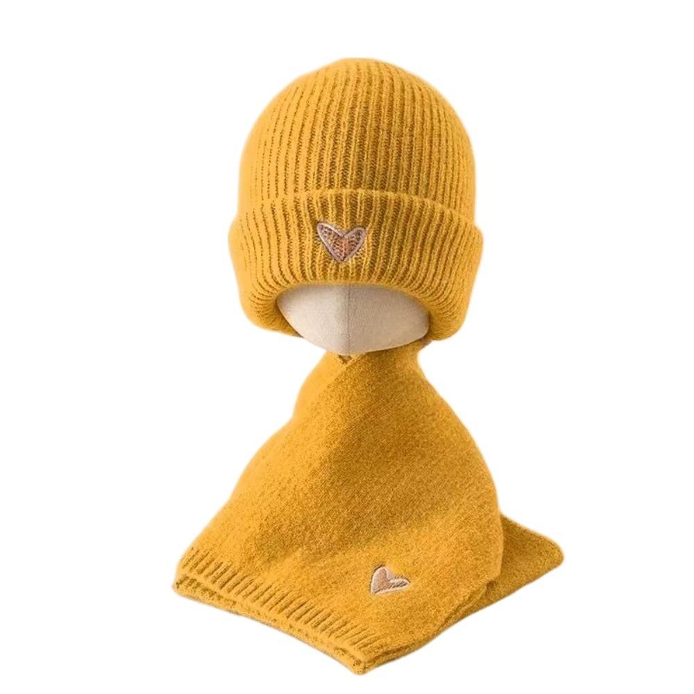 Solid Color Crochet Warm Beanie Cap Thickened Winter Pullover Cap Neck Cover Neck Warmer Set  Ski