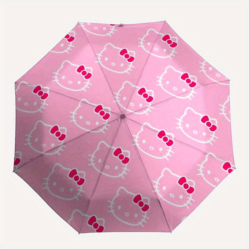 1pc Hello Kitty Pattern Pink Background Umbrella with Plastic Handle,Suitable for All Seasons Home Travel Outdoor UmbrellaSanlio645
