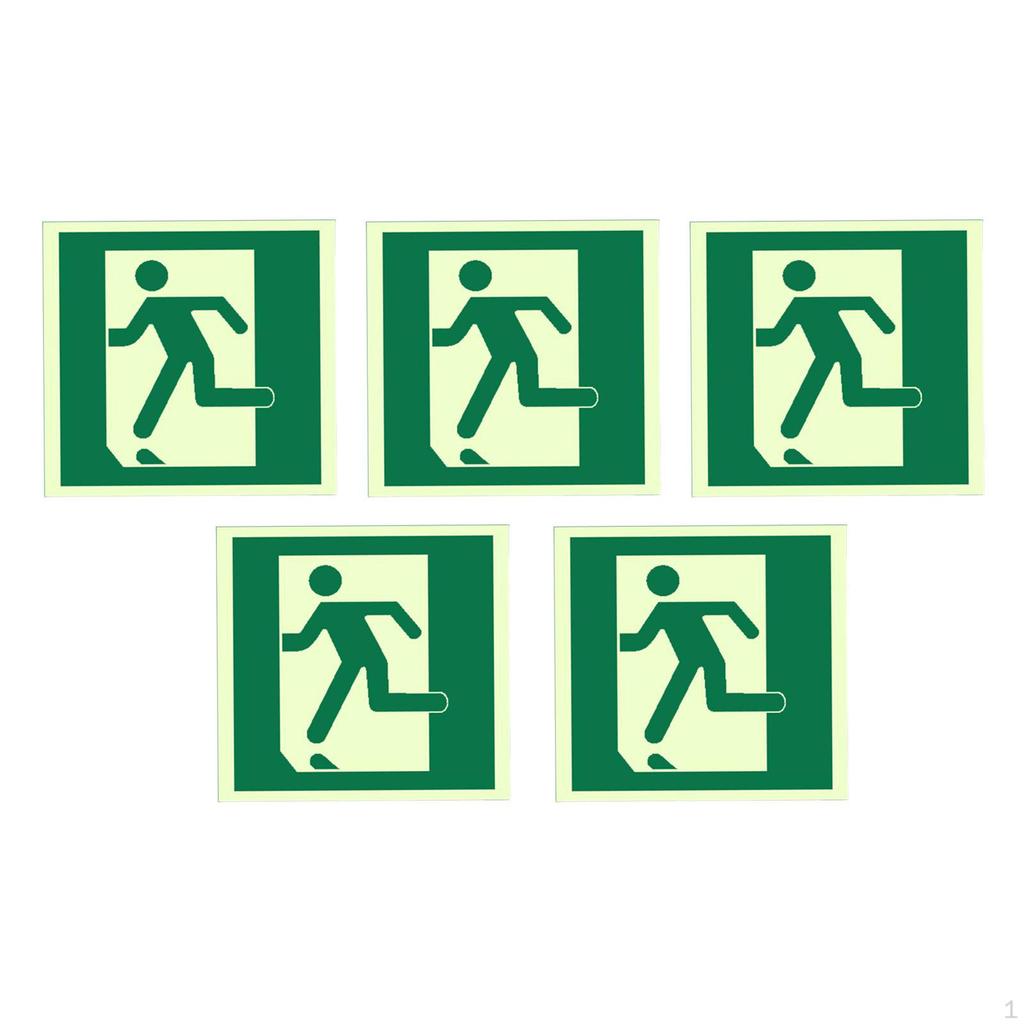 5 Pieces Exit Sign Stickers Waterproof 15x15 cm for Commercial