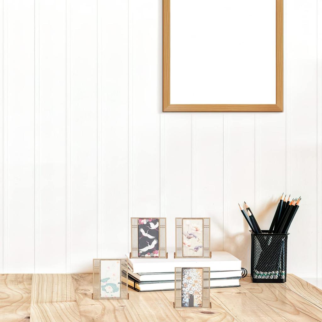 Totority Miniature Folding Screen, Set of 4, Dollhouse Furniture, Room Divider, Chinese-Style Antique Wooden Partition, Decoration, Ornament,