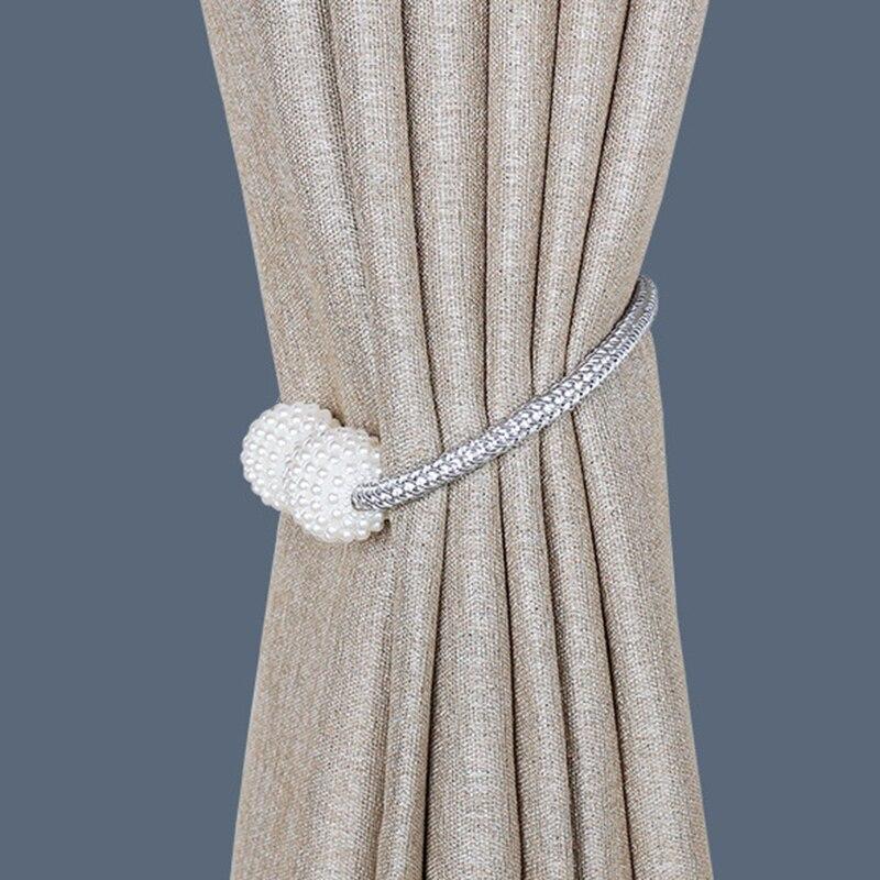 Curtain Clip Creative Curtain Strap Magnetic Buckle No Drilling No Hook Modern Simple Magnet Strap a Pair Of White Home Decorati
