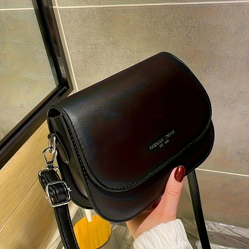 Fashionable Faux Leather Crossbody Bag, Compact Flap Shoulder Purse with Adjustable Strap for Office, Dating Daily Sling Bags