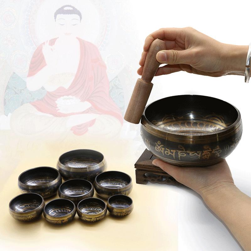 Buddha Sound Bowl Tibetan Bell Yoga Meditation Bowl Metal Singing Bowl Striker