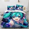 Anime Beautiful Girl Hatsune Miku Balinese Duvet Cover Set Bedding with 1-2 Pillowcases Room Teens Bedroom Decor Fans Gift