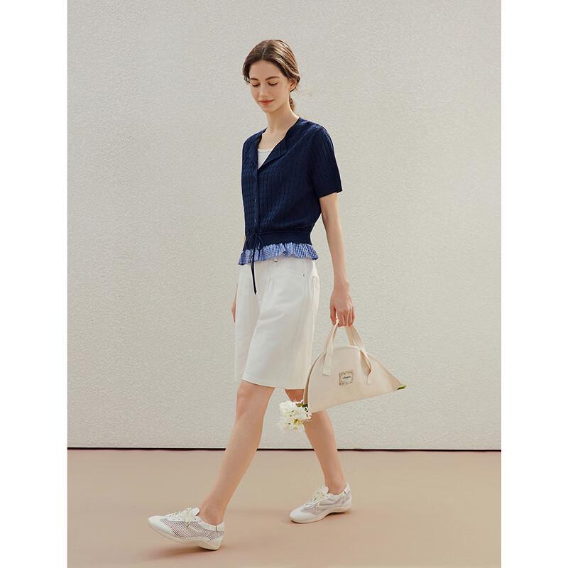 INMAN Women's Ice Silk College Style Knit Cardigan