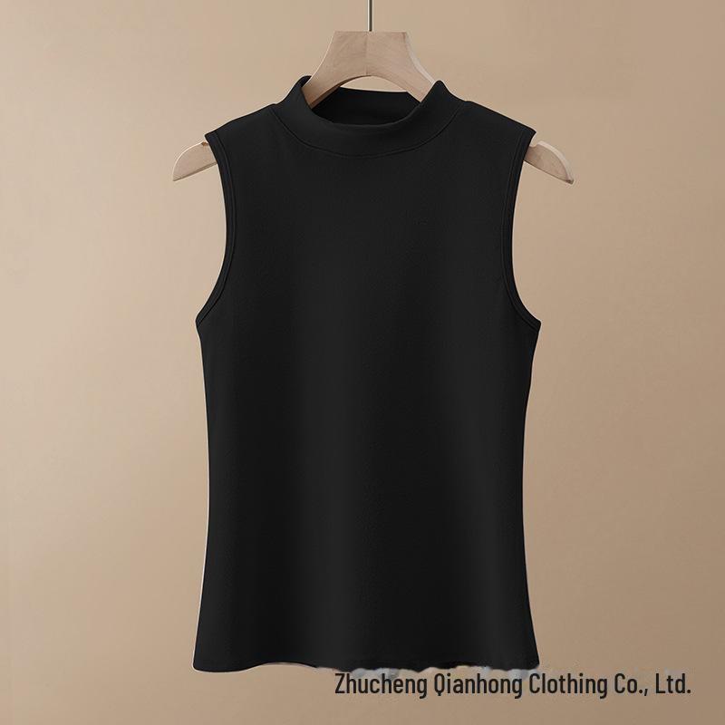 

Женский терможилет с начесом 2024 года: Бархатный полувысокий воротник, без рукавов, для ношения в помещении или на улице M (155-165CM/ 95-115 catties) чёрный