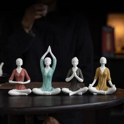 Keramické sochy a figurky Dívka na jógu Kreativní zenová domácí pokoj kancelář jógová místnost stolní dekorace a doplňky