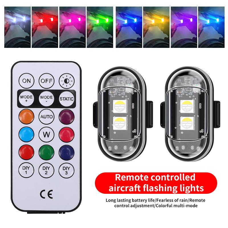 Universal Eight-Color Wireless Remote Control Navigation and Warning Light for Drones and Motorcycles