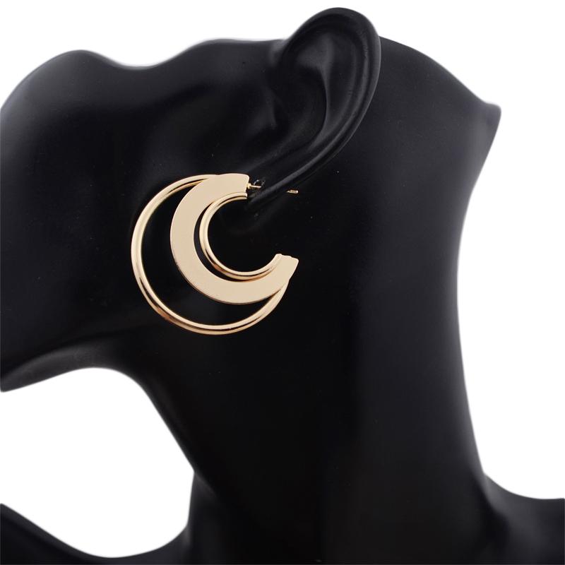 Exaggerate Big Wide C Shaped Gold Color Geometry Drop Earrings for Women Brincos Simple Party Jewelry