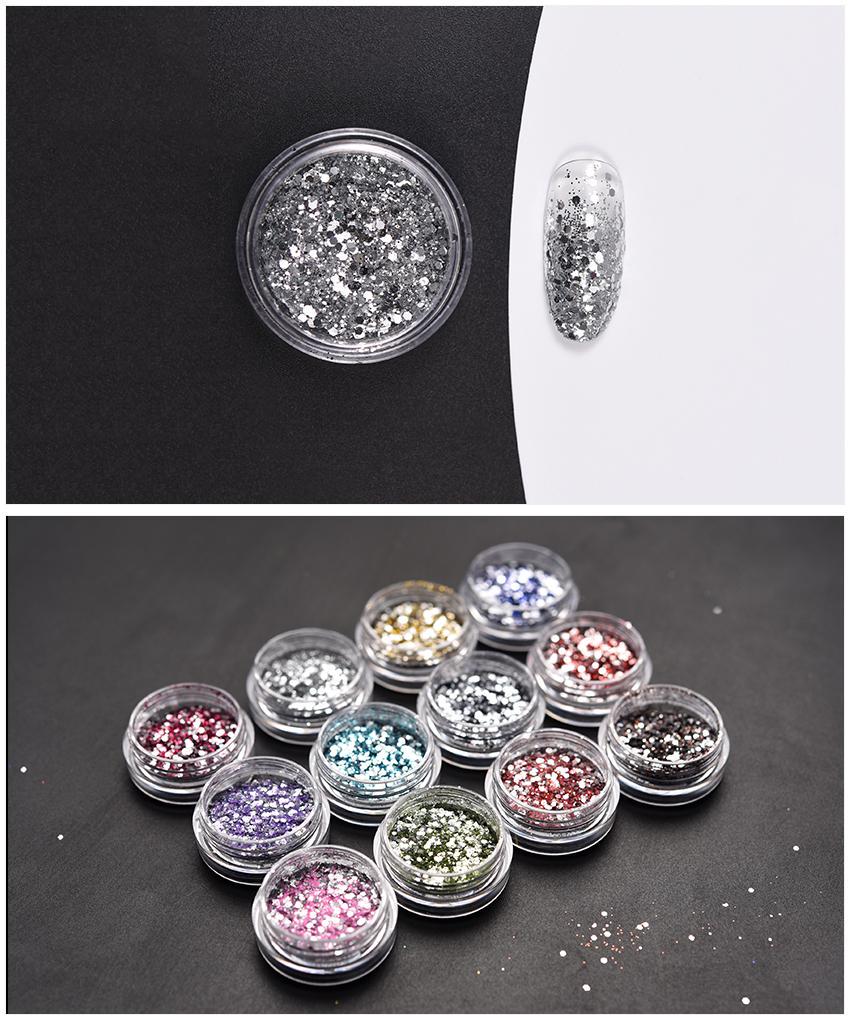 kads Nail Art Glitter Powder Glitter Dust Powder 12 Colors Nail Powder Chrome Pigment Powder Dust Nail Decoration