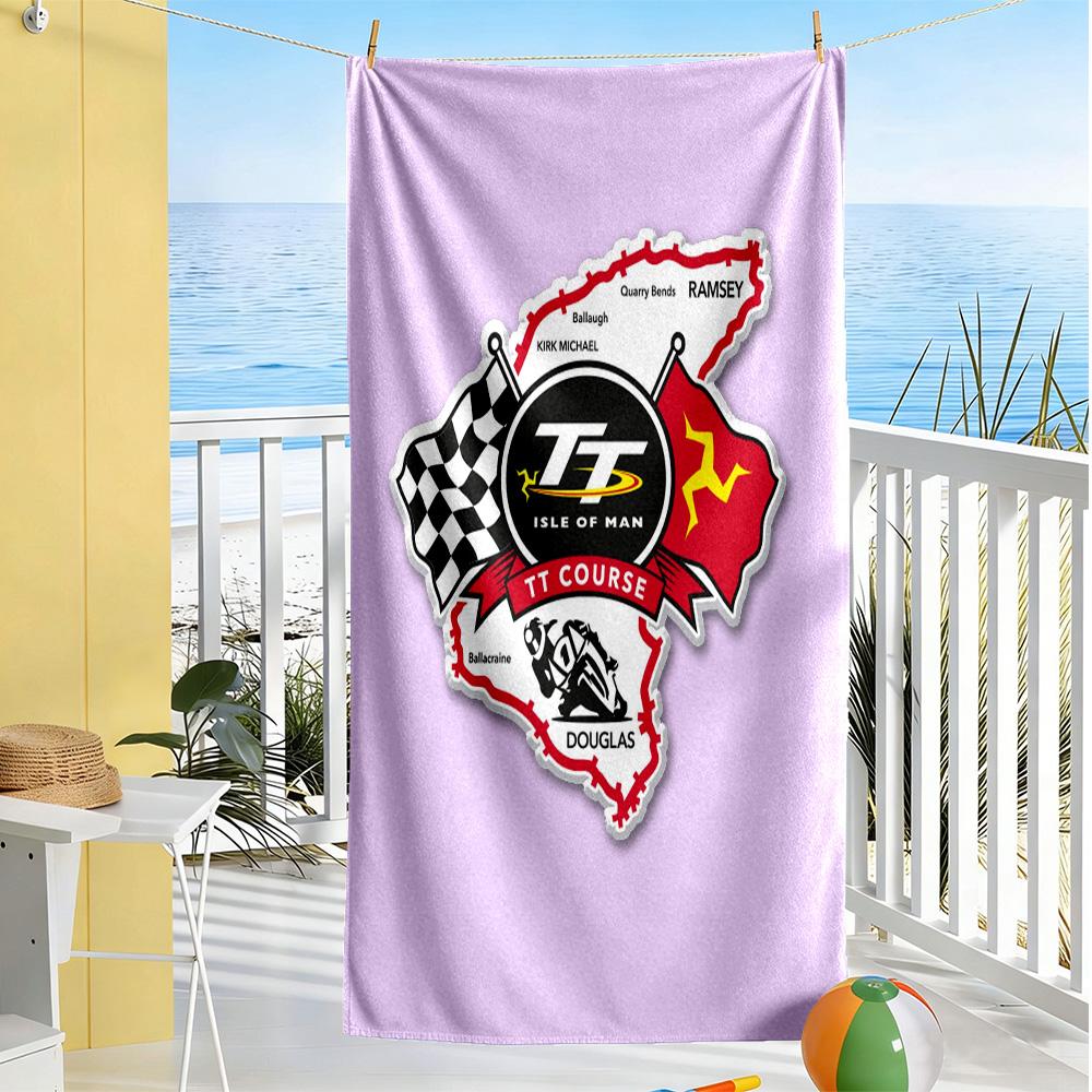 Isle Man Tt Beach Towel High Absorbency & Quick-Dry Comfortable Lightweight Suitable for Swimming, Gym, Camping, Yoga Vacation