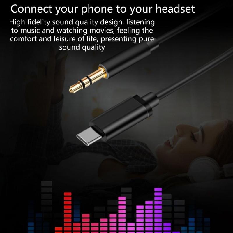 Type C To 3.5mm Audios Cable USB C To 3.5mm Cord for High Fidelitys Sound In Car &Headphone Support Noise Cancellation