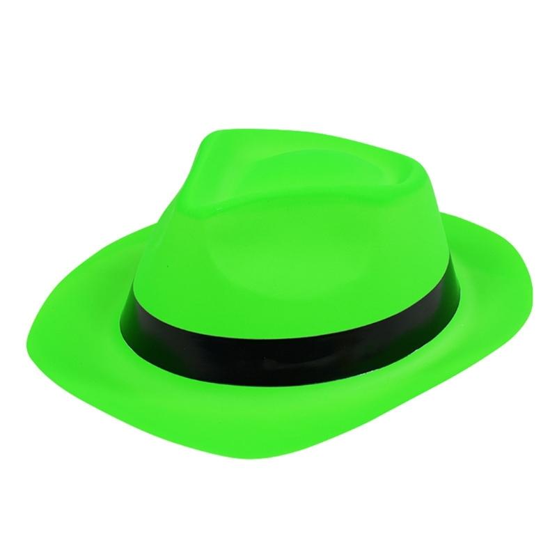 

Fun Homburg Plastic Fluorescent Color Hat Party Caps Brim Fluorescent Color Wear for Party Gatherings Photo Props фарби люмінесцентні зелений колір