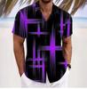 Men's Geometric 3D Printed Lapel Short Sleeve Casual Fashion Shirt Summer Outdoor Vacation Hawaiian Shirt