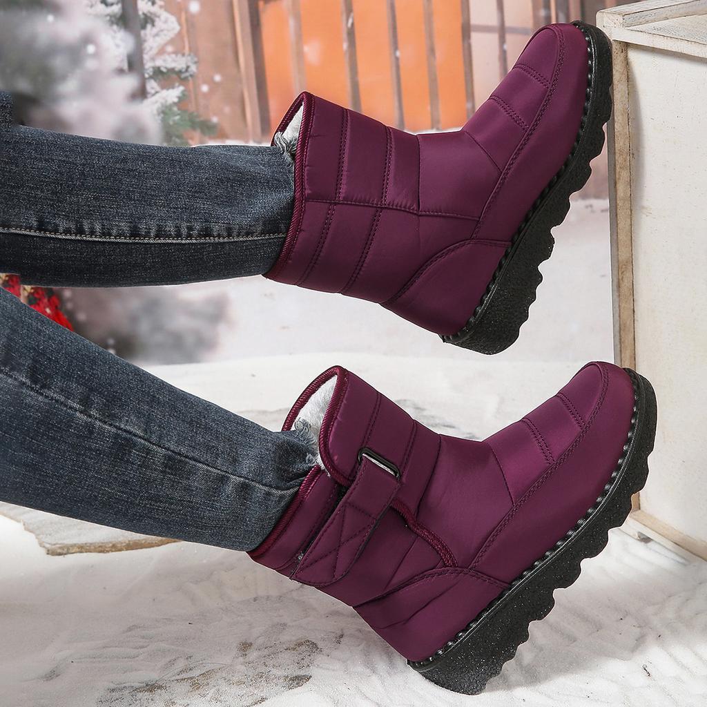 2025 Mid-Calf Thermal Snow Boots for Women with Velcro Closure Outdoor Slip-Resistant Waterproof Women's Boots Thickened Sole Size 43
