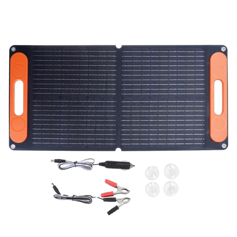High Efficiency 80W Foldable Solar Panel Easy Carry  Charger with USB C Double  USB port  Waterproof Charger for Camping 1