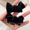 2PCS Fashion Black Bow Hair Clip Velvet Small Bow Hair Claw Vintage Style Cute Princess Hair Clip For Women and Girls