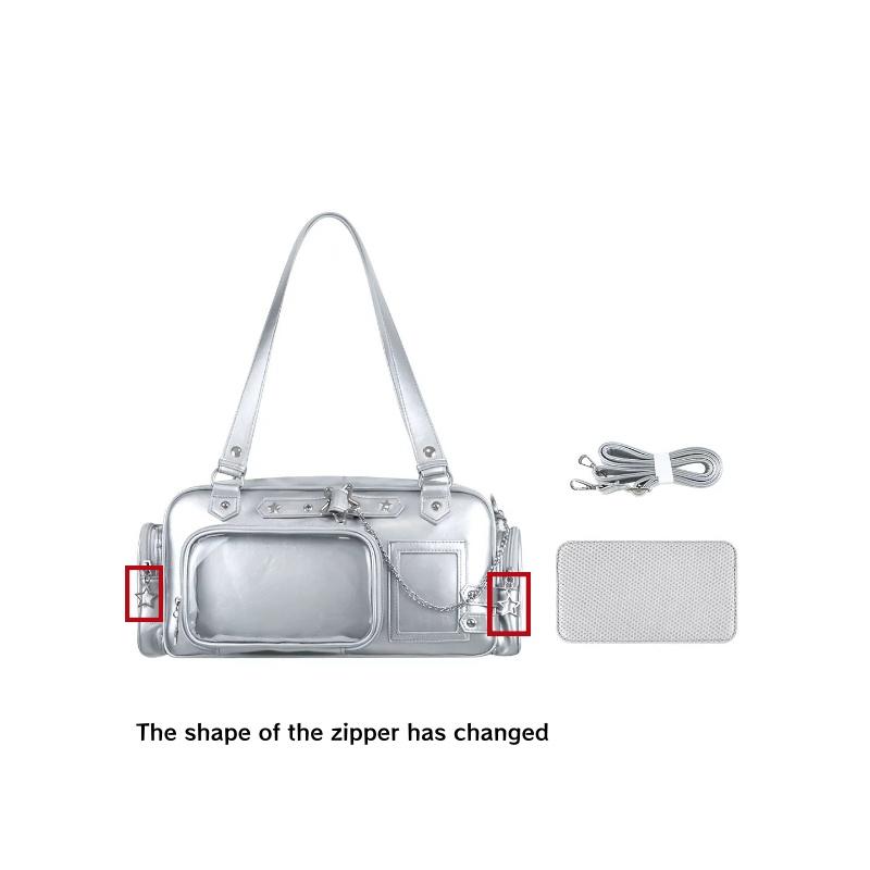 Kawaii Transparent Ita Bag Large Capacity Crossbody Bag For Show Anime Pins Chain Design Casual Daily Shoulder Bag For Students