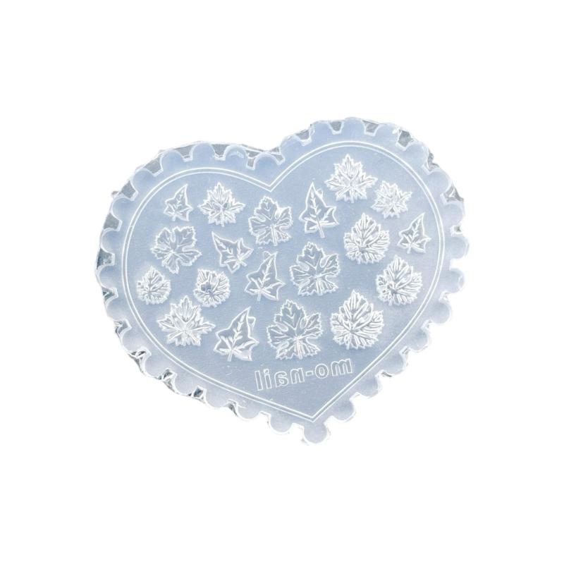 Silikon Nagelkunstform mit Pilz-, Ahornblatt-, Herzmustern für DIY Maniküre-Design, wiederverwendbare Vorlage