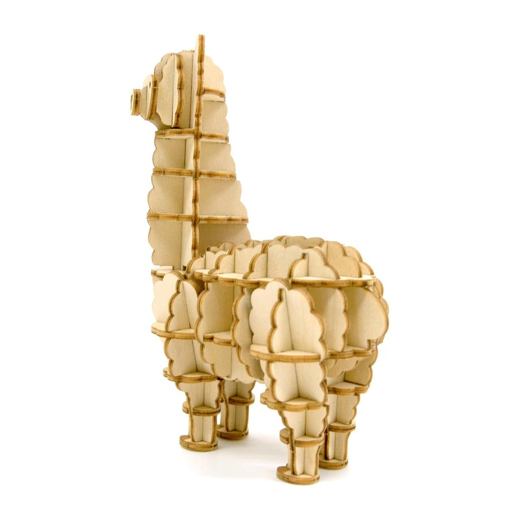 ki-gu-mi Alpaca - A 3D wooden puzzle and DIY craft kit for kids and adults alike - educational toy for boys and girls - a great 3D art piece and a