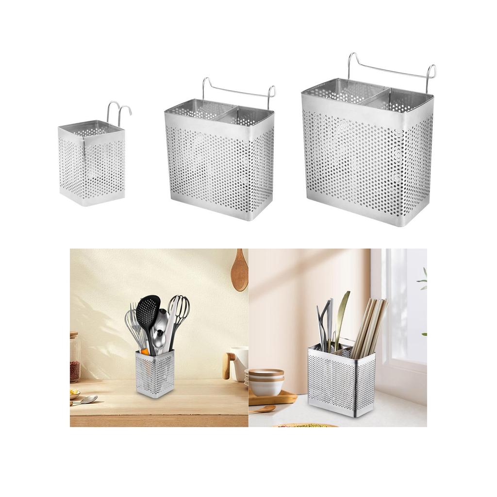 Restaurangbestickhållare i rostfritt stål, påfyllningsbar ätpinnskorg för butik, lägenhet, badrum, matsal, födelsedagspresenter