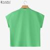 ZANZEA Chemisier d'été ample à manches courtes et col rond pour femme
