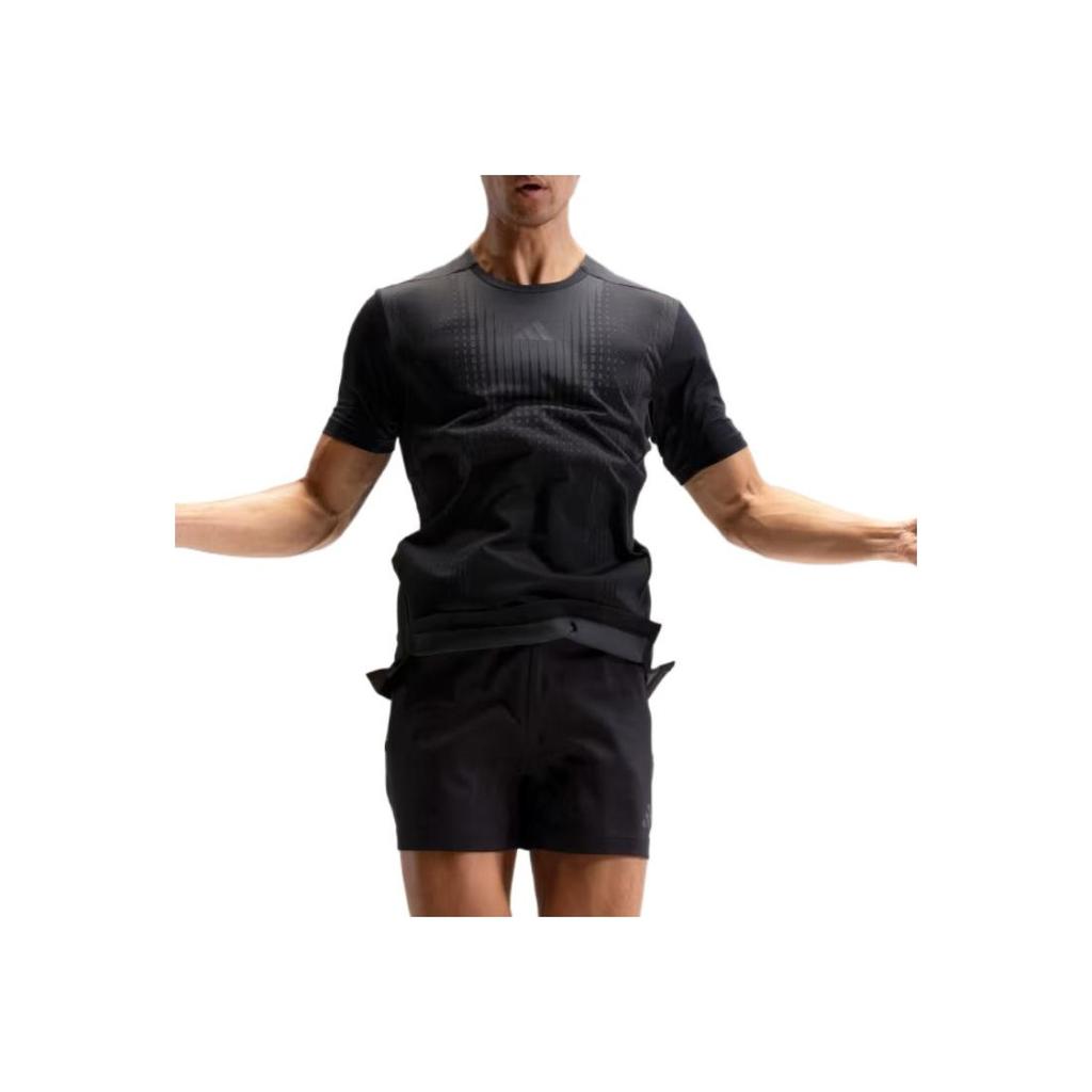 adidas T-shirt a maniche corte Airchill Climacool Cool Dry Comoda Morbida da Uomo Top Nero Grigio JI8196