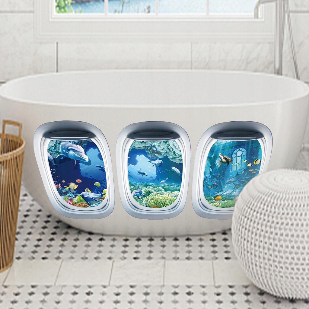 Bathtub Stickers Decorative Aquarium Bathroom Underwater World Window 20X30Cm 3X