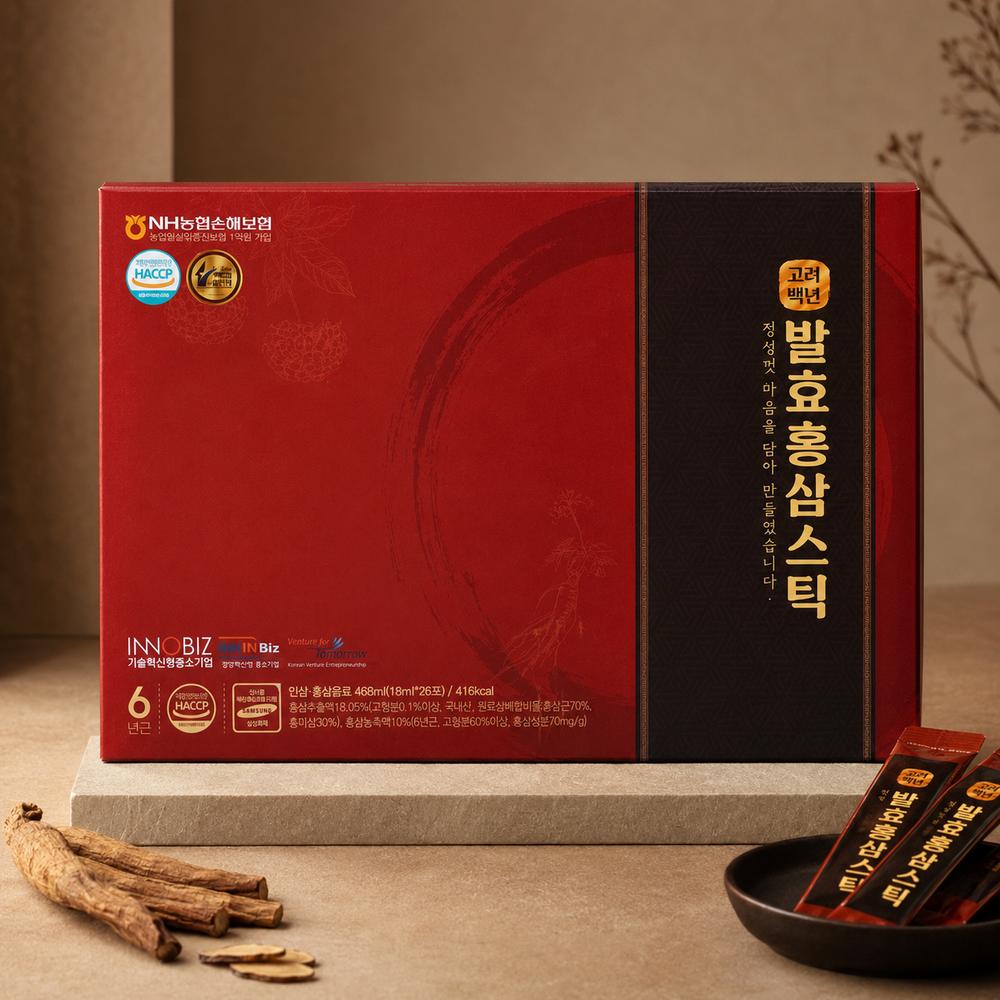 The Zone Health Goryeo Baeknyeon Fermented Red Ginseng Sticks 26 pcs 18ml
