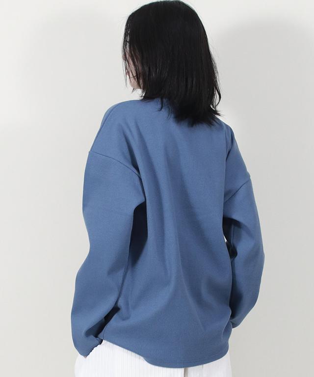 Deumakeu Mock Neckline Boxy Fit T-Shirt Blue