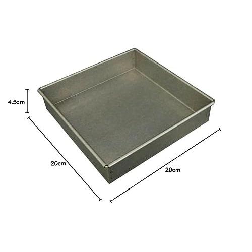 Tiger Crown Cake Pan, Silver, 200 x 200 x 45mm, Ulster Marche Square Baking Pan, 200mm, Steel, Aluminum Plated, 2364