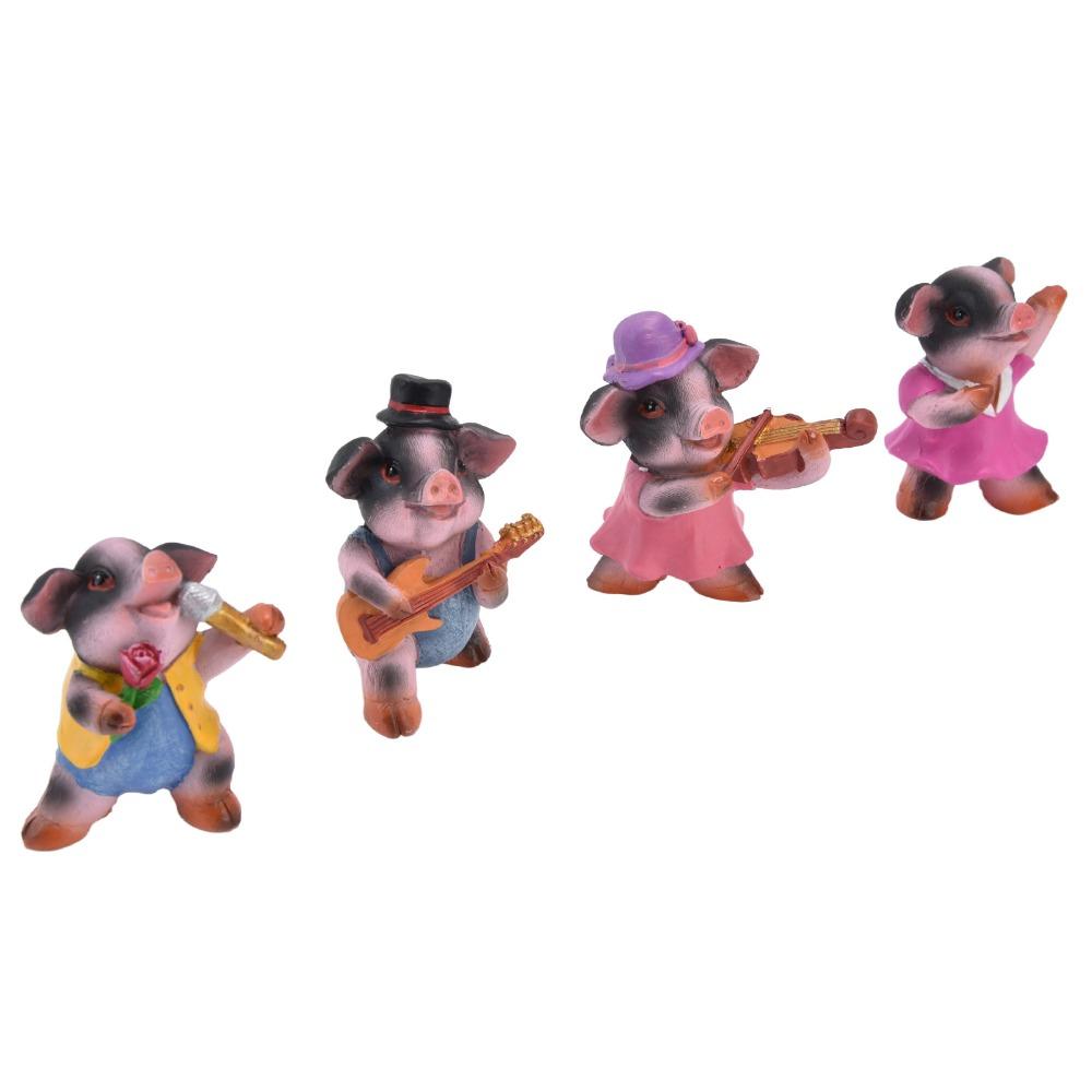 4Pcs Cute Pig Pig Ornaments Desktop Pig Sculpture Exquisite Pig Decor Home
