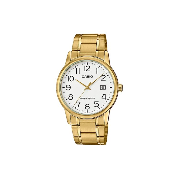 Casio Standard Series Classic Retro Quartz Watch Men watches Silver MTP-V002G-7B2 Gold Strap