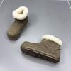 Thickened Snow Boots Women's 2025 Winter New Round Toe Platform Slip-proof Sleeve Cowhide Warm Cotton Boots