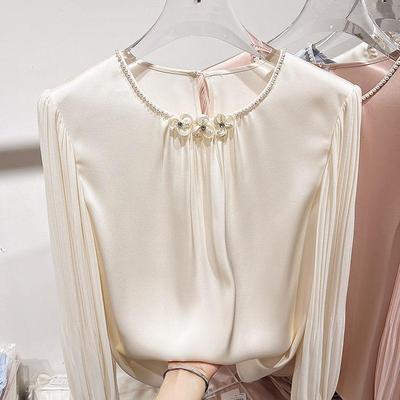 2025 Europäischer Stil Chiffon Schlankmachendes Langarm Damenhemd für Alle Jahreszeiten