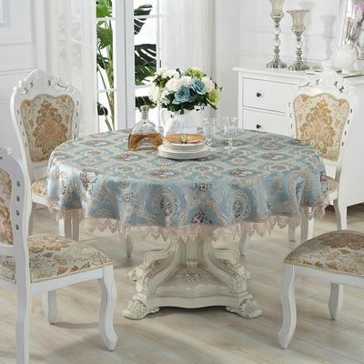 Față de masă rotundă Husă de masă albastră Europa îngroșată dantelă brodată tridimensională cu flori jacquard Set huse pentru scaune pentru masă