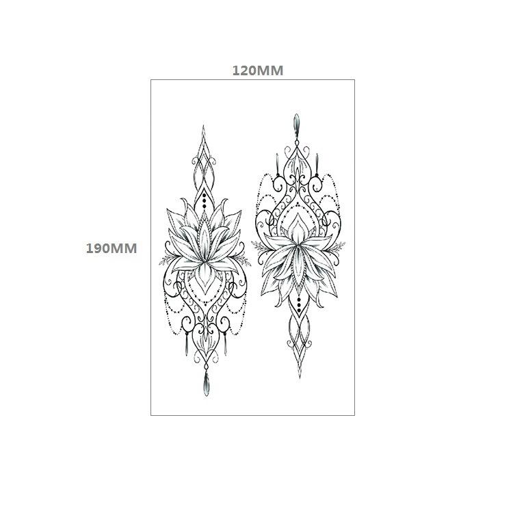 Waterproof Tattoo Sticker Girl Colored Rose Lotus Bohemian Brahma Totem Chest Back Cover Tattoo