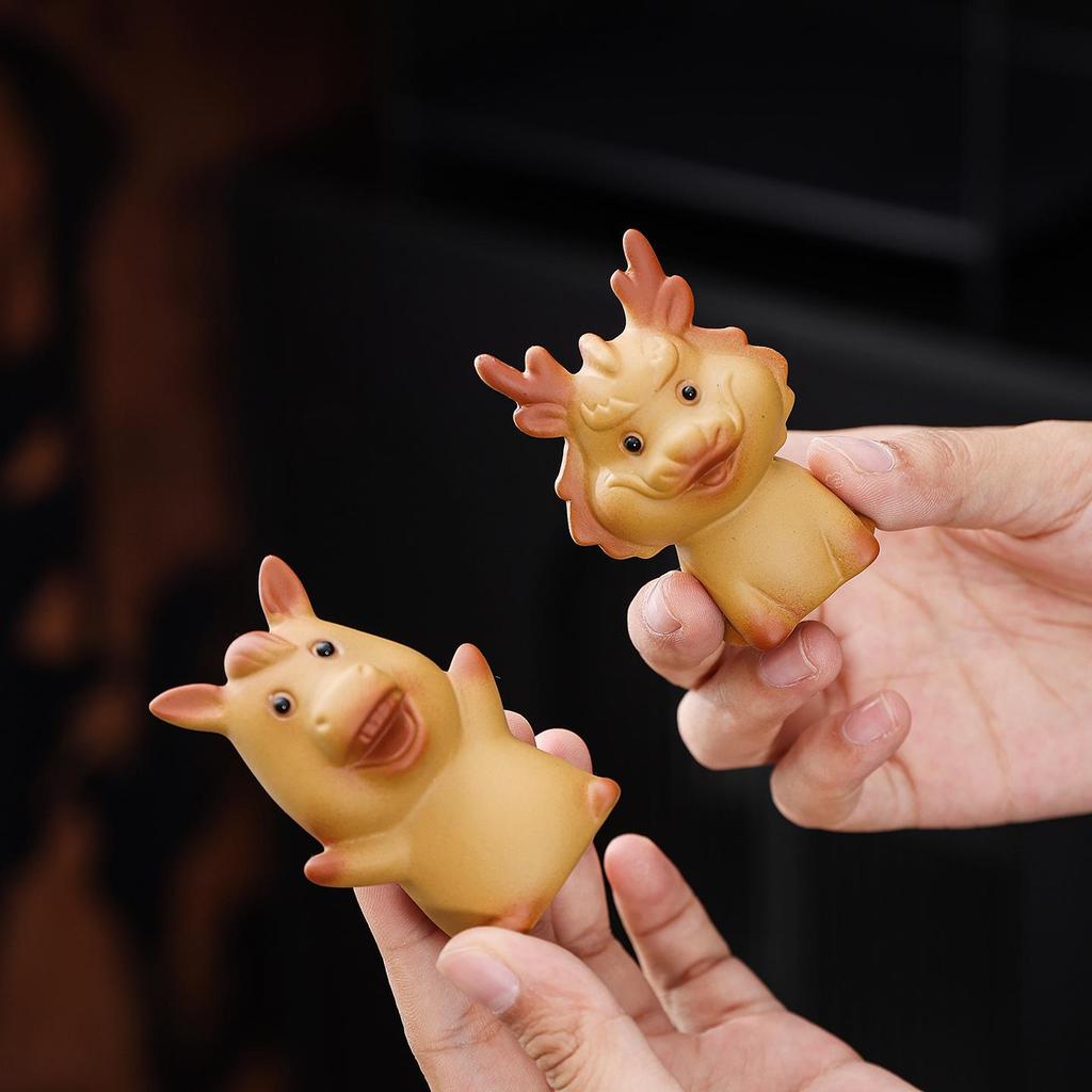 Zisha Zodiac Animal Tea Pet Ceramic Set - Mini Tea Table Ornament for Home or Office
