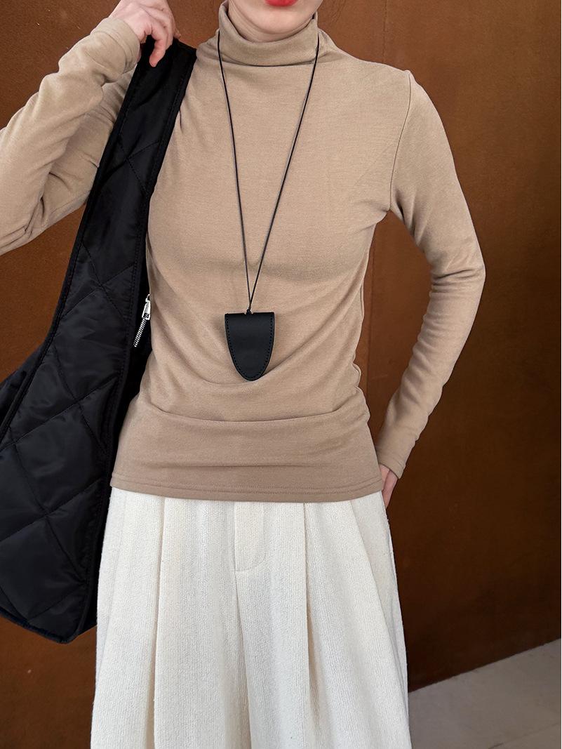 

Luxi Антибактериальная Теплая Пряжа Приталенная Женская Водолазка Базовая Рубашка на Осень/Зиму M