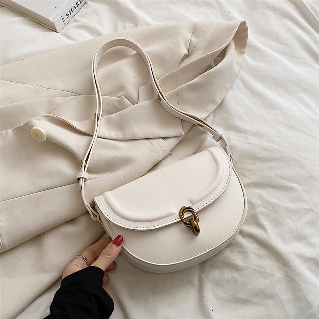 Luxury Designer PU Leather Saddle Bag for Women Fashion Trend Shoulder Bag Ladies Handbag and Purse