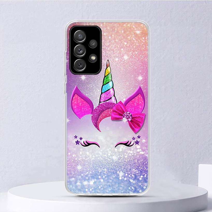 Pink Unicorn Rainbow Soft Case For Samsung Galaxy A15 A14 A13 A12 A55 A54 A53 A52 Phone Cover A35 A32 A33 A25 A23 A22 A05S A04S