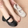5cm Comfortable All Match Genuine Leather Sandals Round Head Cutout Hole Shoes 2025 Summer Med Block Heels Sandals Office Mom