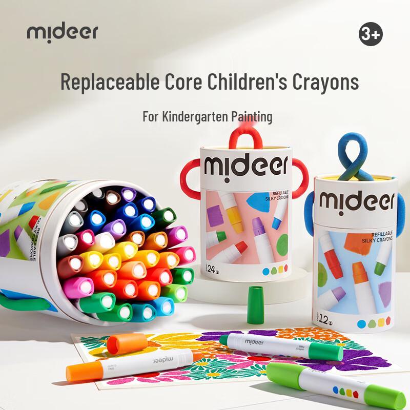 MiDeer Washable Silky Crayons with Replaceable Cores