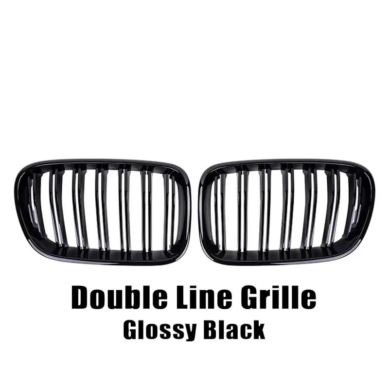 All Black Single Line Style Front Bumper Grilles For BMW X3 F25 2010-2013 Silver Diamonds Style Racing Double Slat Grills