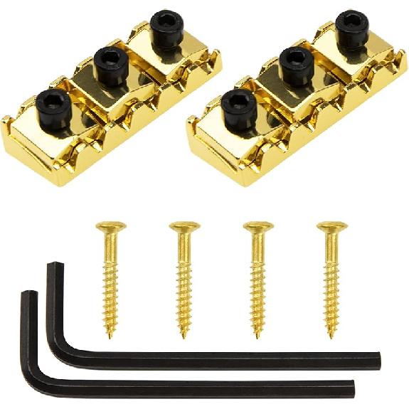 2Pcs Yootones 42mm Metal Guitar String Locking Nut Compatible with Floyd Rose Style Electric Guitar Tremolo Bridge Lock System (Black)